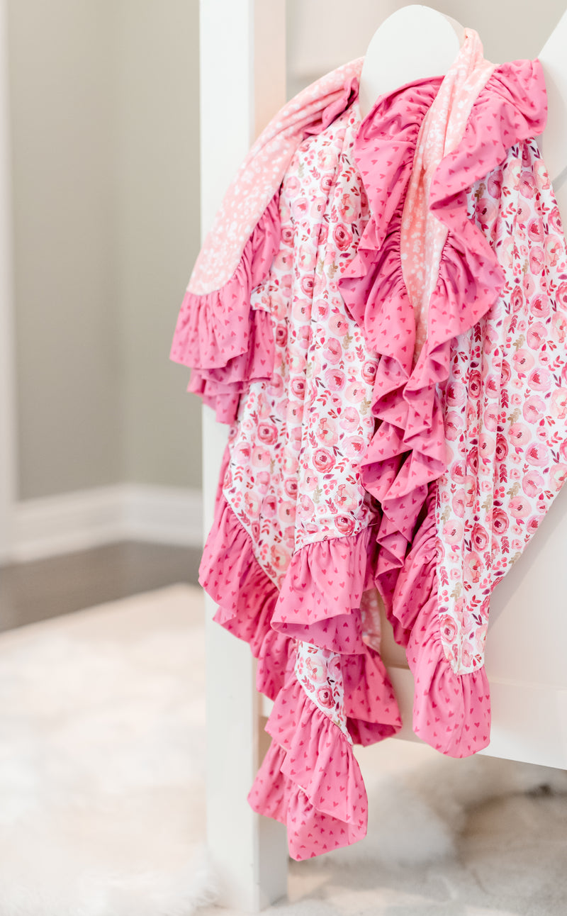 Rosey Posey Ruffle Blanket - Extra Large