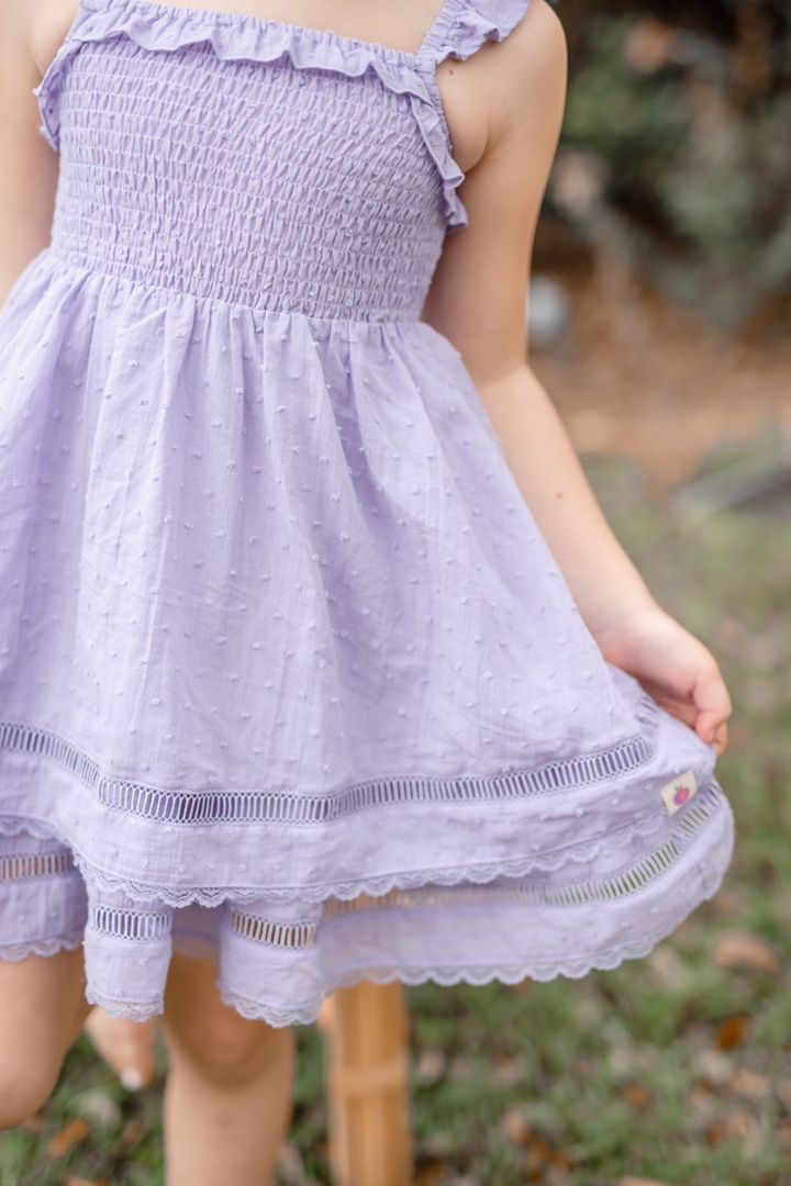 Ura Clip Dot Dress - Soft Lilac