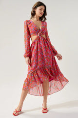 Sugarlips O-Ring Cut Out Midi Dress | Sereia Berry