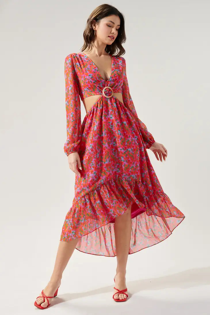 Sugarlips O-Ring Cut Out Midi Dress | Sereia Berry
