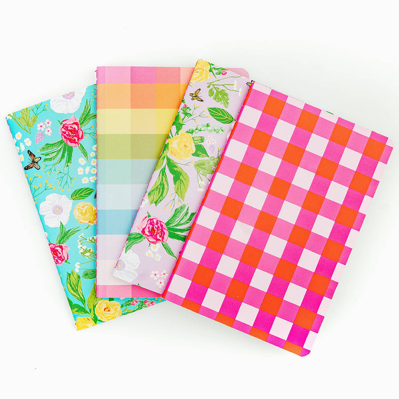 Floral and Gingham Mini Notebook Set