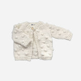 Popcorn Cardigan Cream | Acrylic Hand Knit Kids Sweater