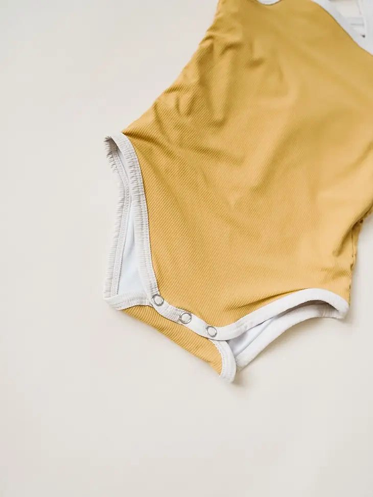 Orcas Lucille Cross-Back One-Piece Swimsuit - Mustard