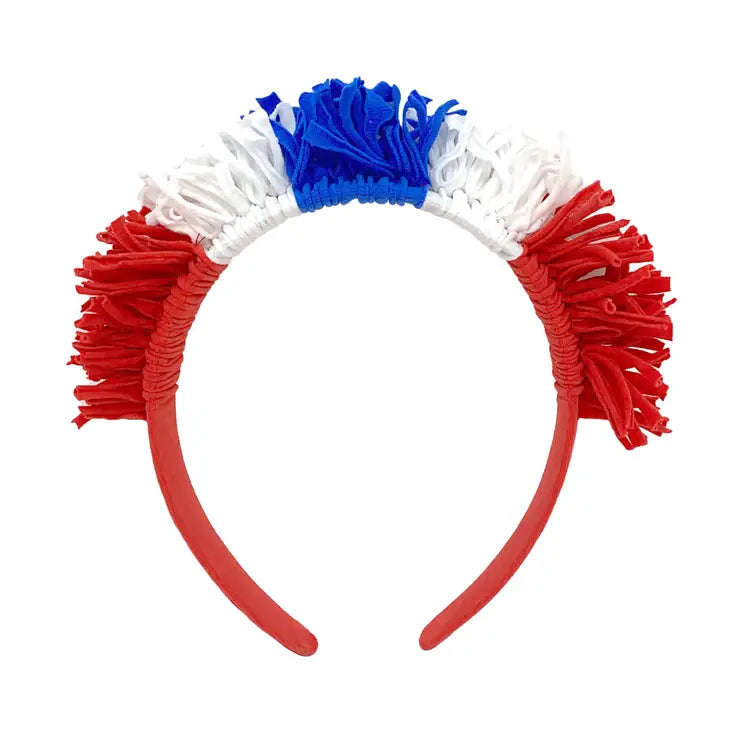 Fringe Hard Headband- Red, White & Blue