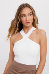 Women's Bluivy Essential Ribbed Criss-Cross Tank | Ivory