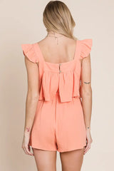Women's Heyson Gauze Square Neck Romper | Coral