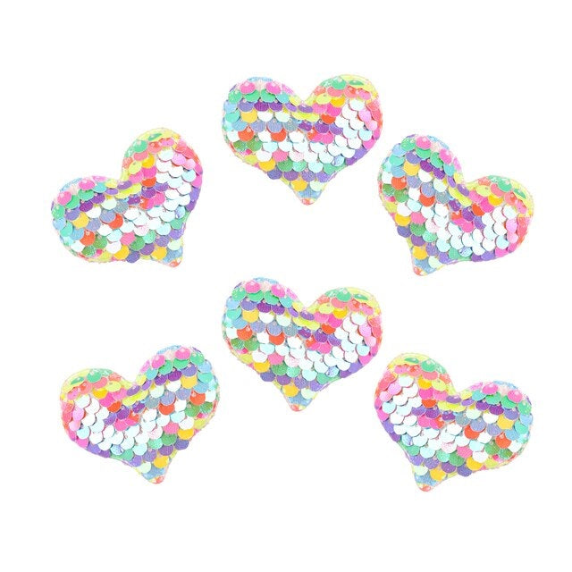Sequin Hair Clip Set - Rainbow Heart