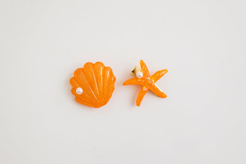 Hair Clip Set - Under the Sea - Orange