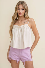 Women's Cloud Ten Flounce Neck Textured Top | Ivory