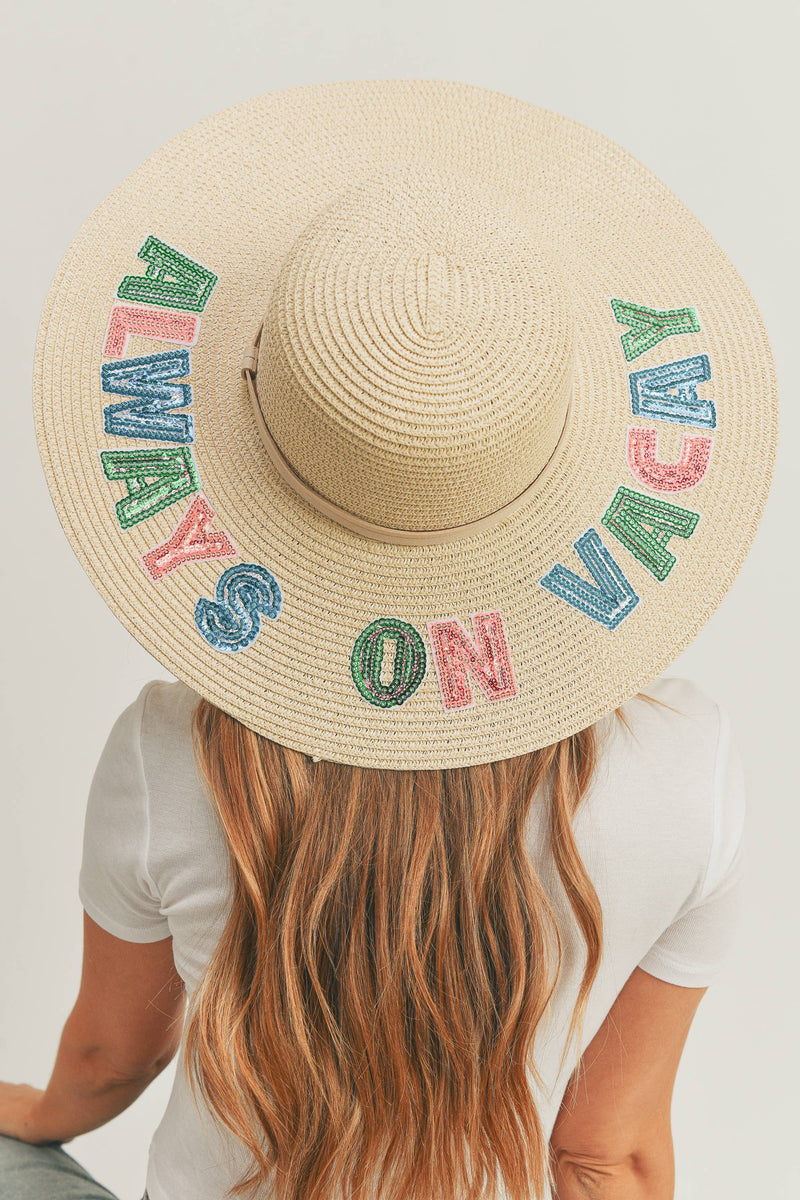 Women's 'Always On Vacay' Sequin Sun Hat
