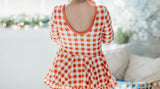 Farrah Leotard - Pumpkin Gingham