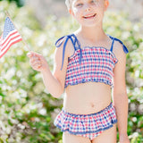 Waverly Shirred Swimsuit - Patriotic Plaid