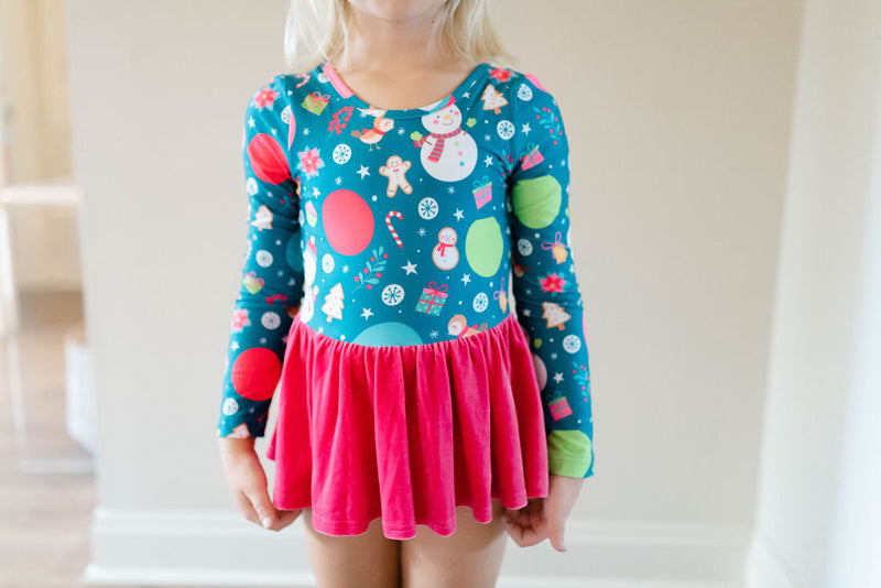 Farrah Velvet Leotard - Snowman
