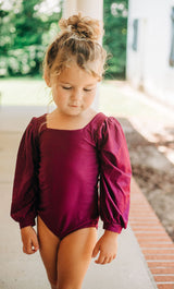 Puff Sleeve Leotard - Plum
