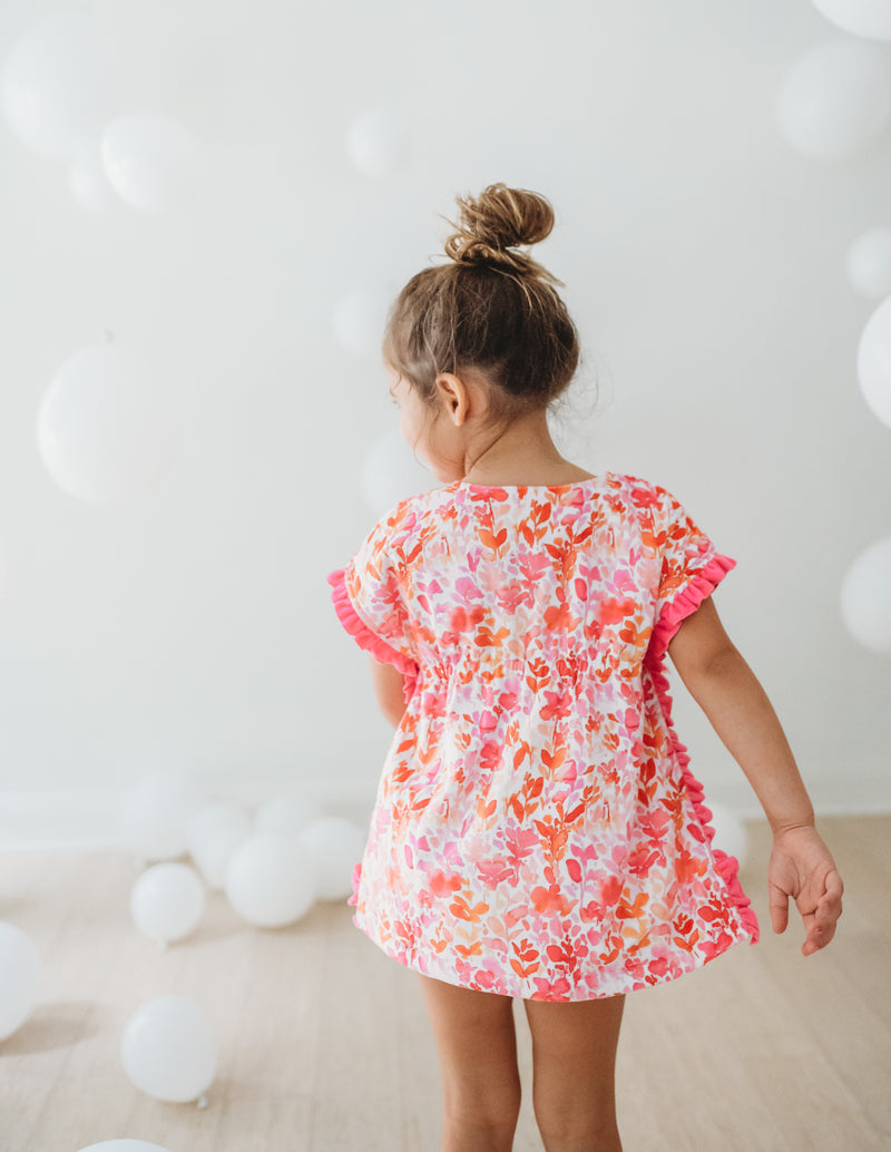 Ruffle Swim Cover - Pink Grapefruit