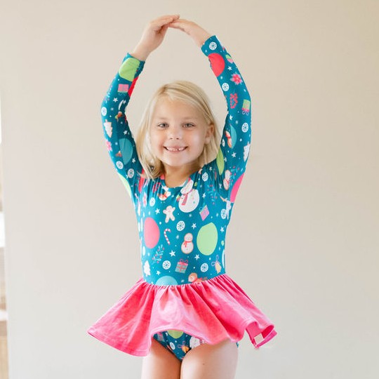 Farrah Velvet Leotard - Snowman