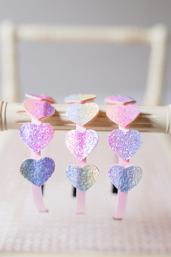 Glitter Headband - Pastel Hearts