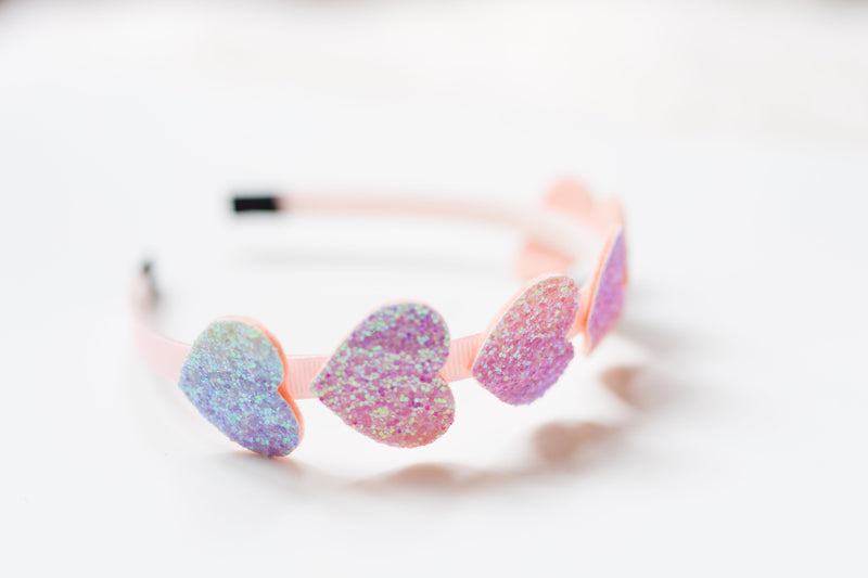 Glitter Headband - Pastel Hearts
