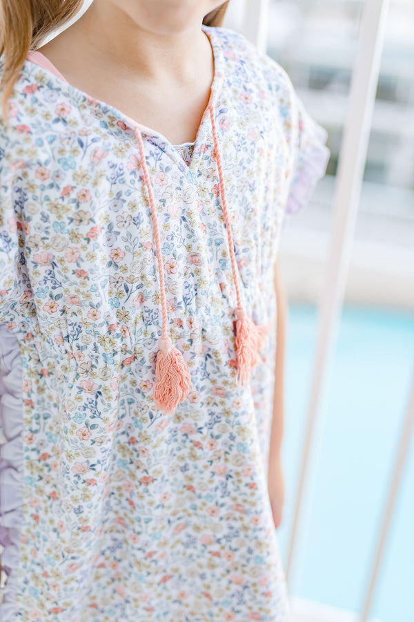 Ruffle Swim Cover - Coral Crush