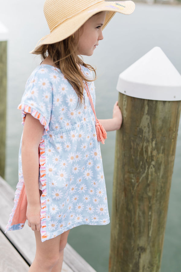 Ruffle Swim Cover - Sky Daisy
