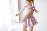 Farrah Lamé Leotard - Cosmic Lilac