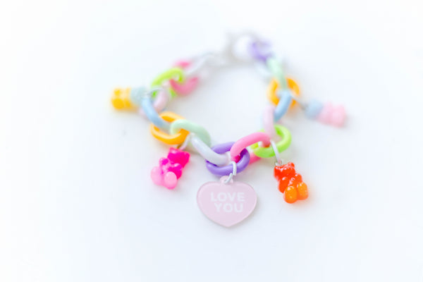 Pastel Rainbow Chain Bracelet - Gummy Bear Love