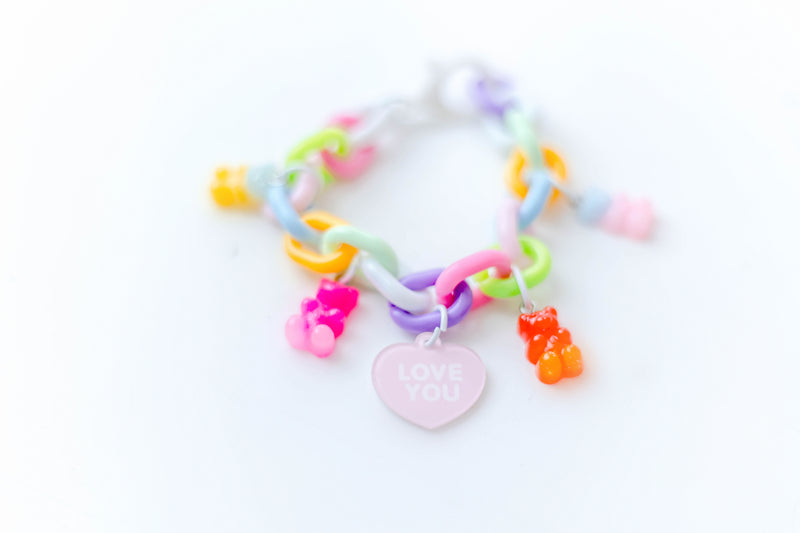 Pastel Rainbow Chain Bracelet - Gummy Bear Love