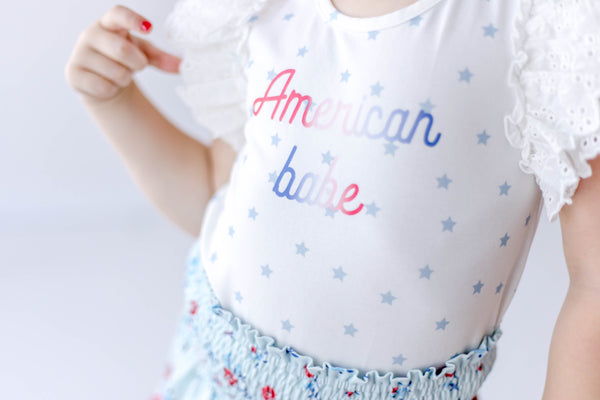 Vintage Eyelet Tee - American Babe Ombre Star