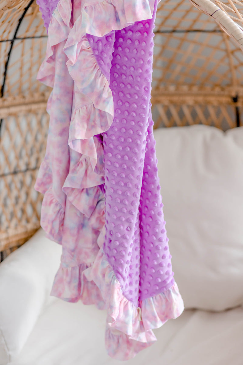 Grape Mist Ruffle Blanket - Extra Large