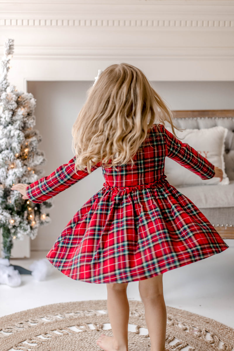 Penelope Flannel Dress - Cranberry Tartan
