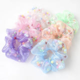 Sheer Pom Pom Scrunchie - Baby Blue