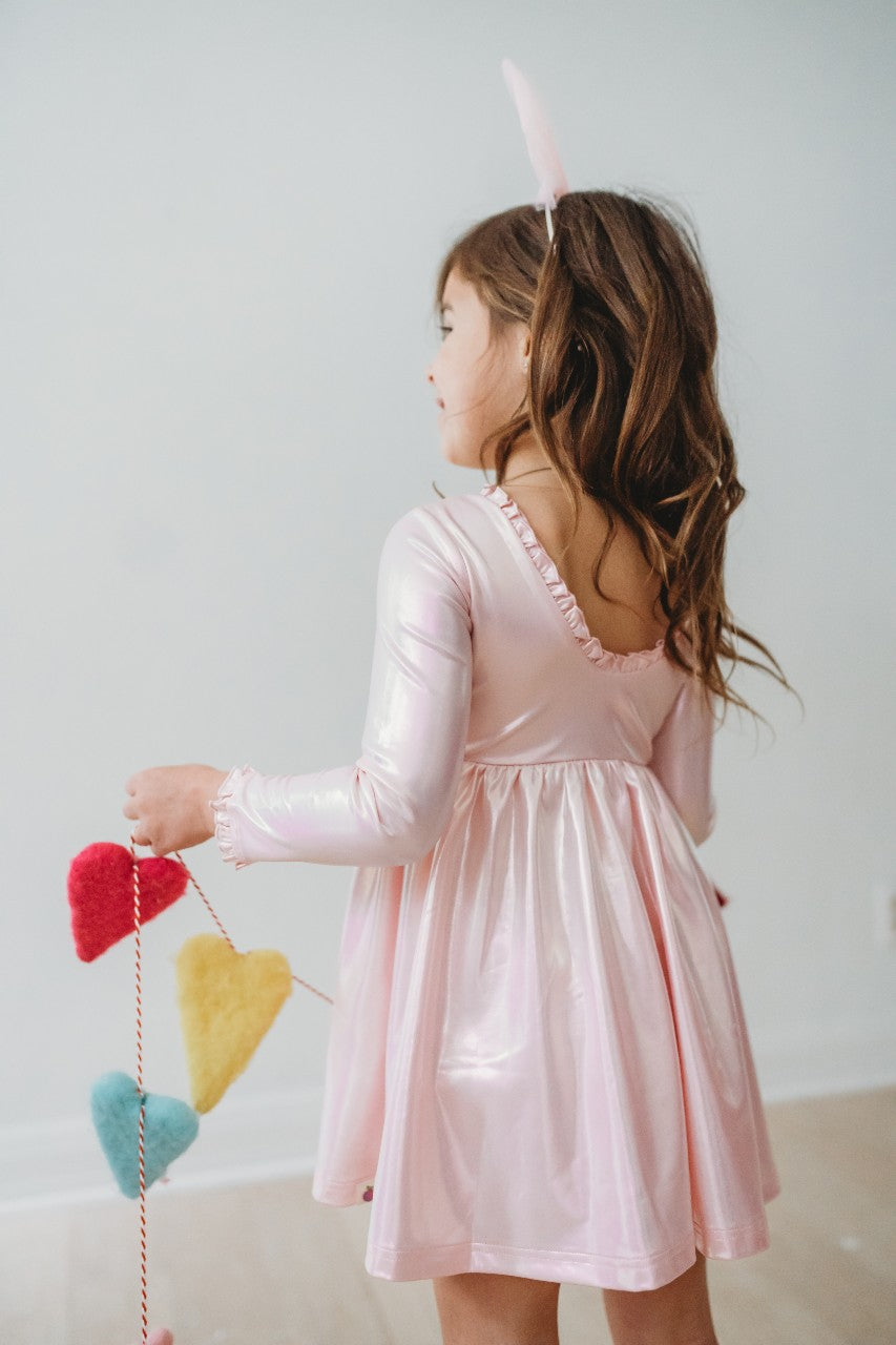 Penelope Lamé Dress - Cosmic Pink