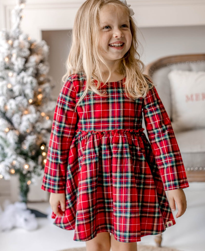 Penelope Flannel Dress - Cranberry Tartan