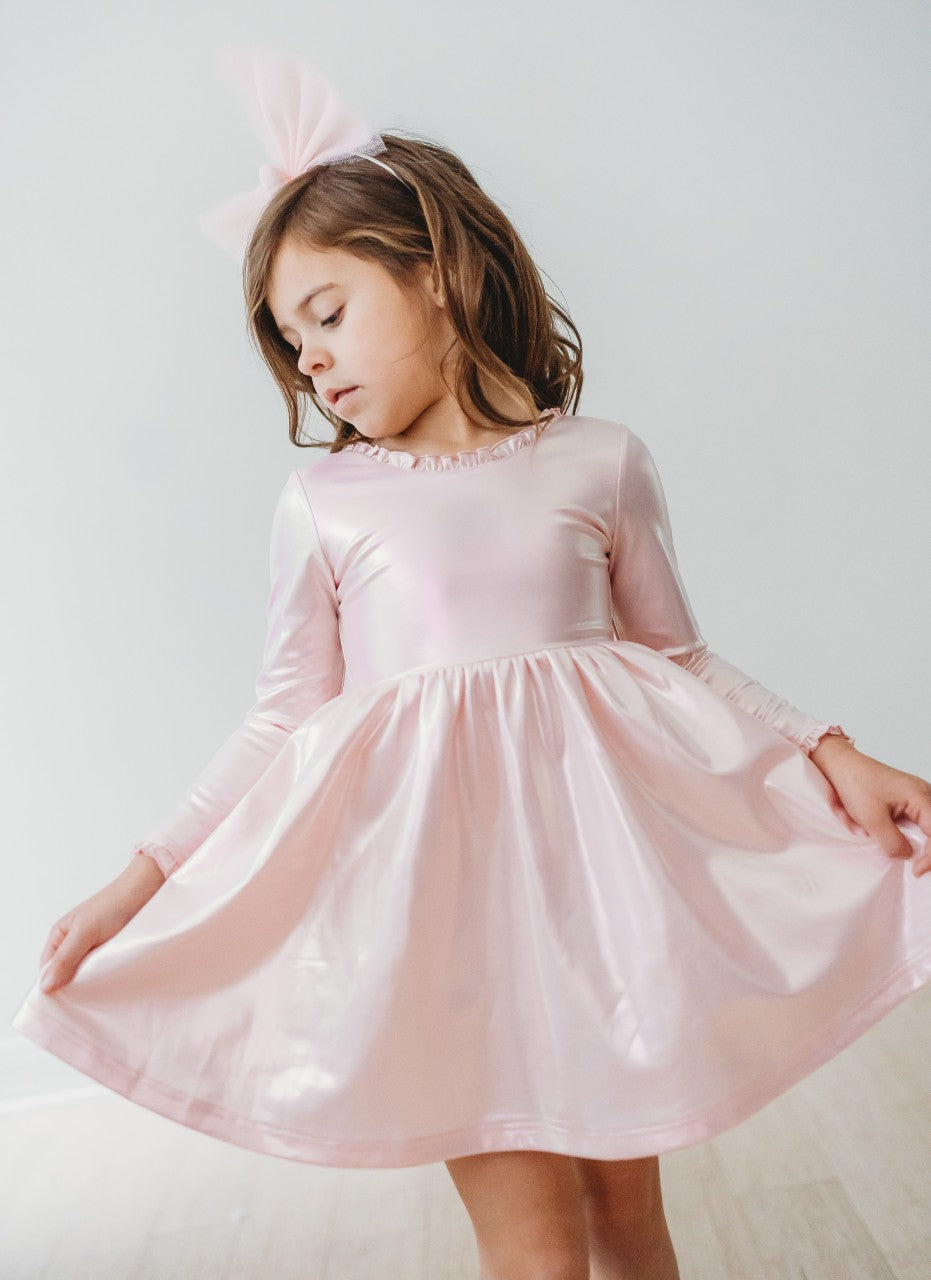 Penelope Lamé Dress - Cosmic Pink