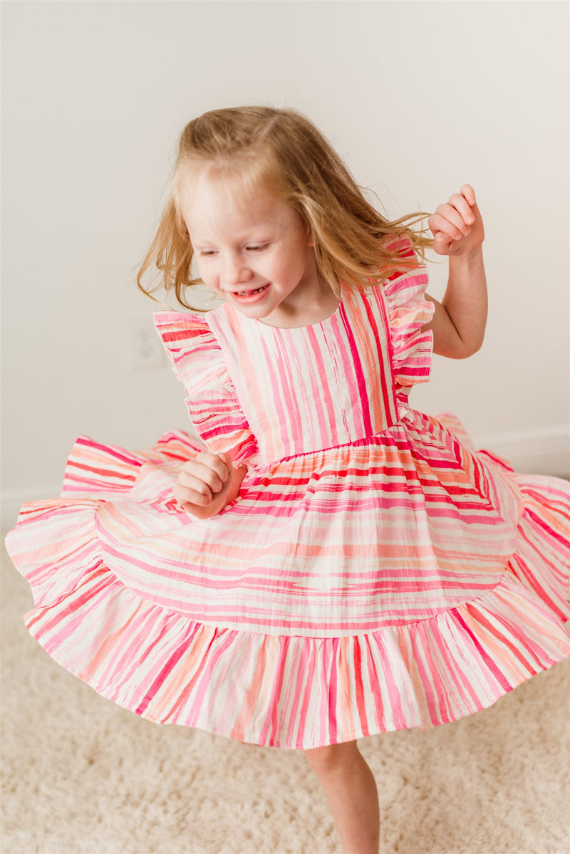 Dakota Gauze Dress - Rouge Stripe