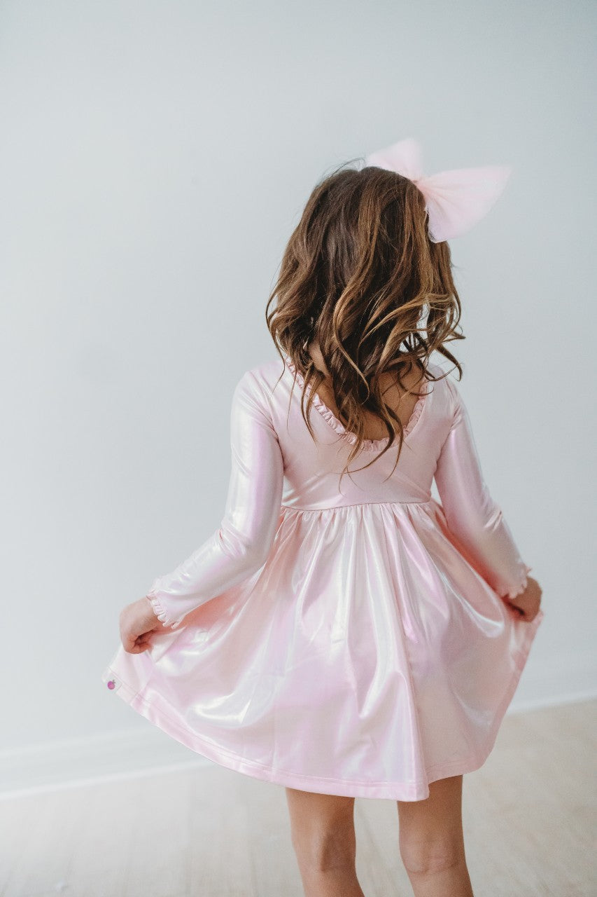 Penelope Lamé Dress - Cosmic Pink