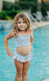 Waverly Shirred Swimsuit - Sky Daisy