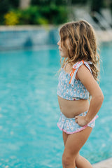 Waverly Shirred Swimsuit - Sky Daisy