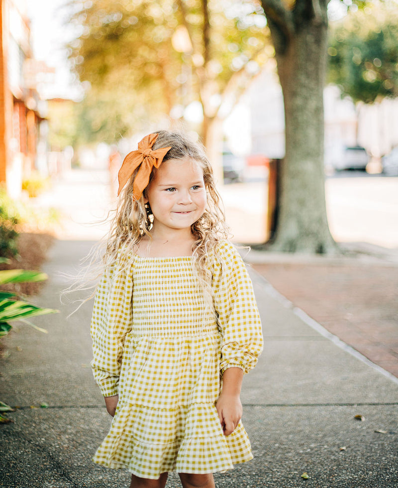 Puff Sleeve Smocked Gingham Dress - Dandelion