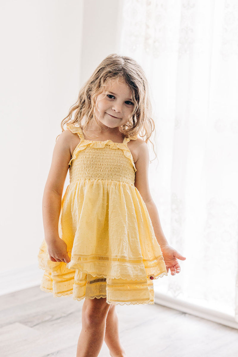 Ura Clip Dot Dress - Safron