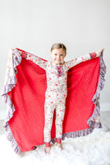 Cottage Red Ruffle Blanket - Extra Large