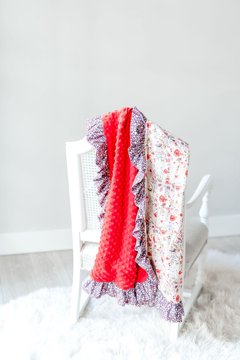 Cottage Red Ruffle Blanket - Extra Large