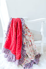 Cottage Red Ruffle Blanket - Extra Large