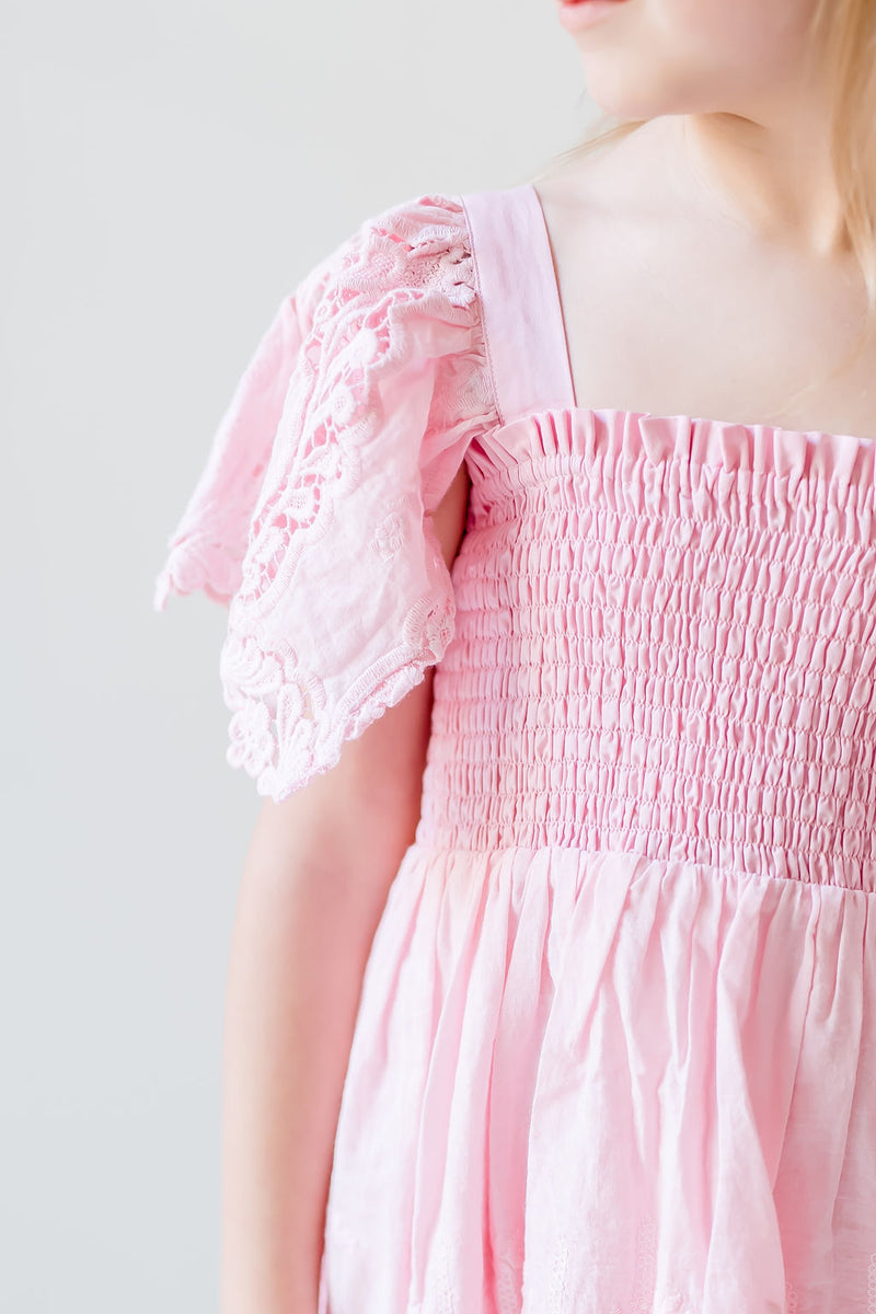 Nora Lace Dress - Peony Pink