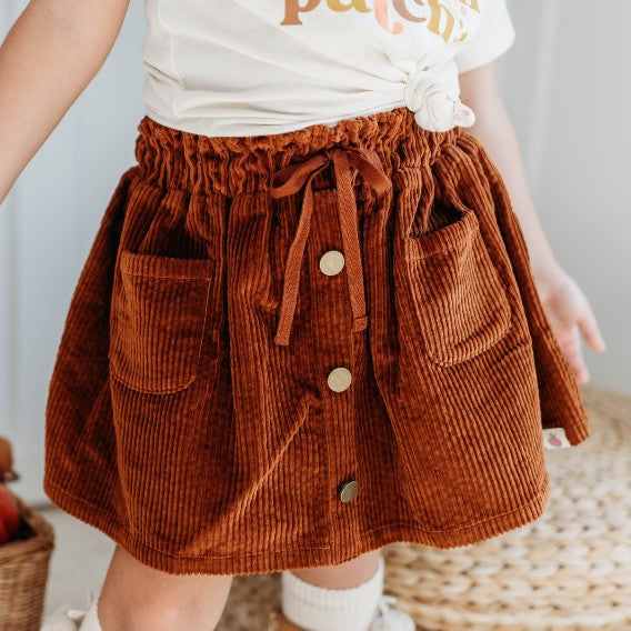 Corduroy Paperbag Skirt - Spice