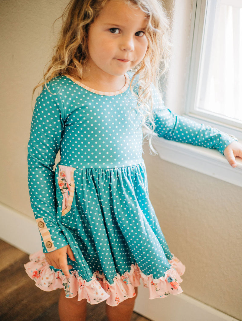 Elara Knit Dress - Celes-teal