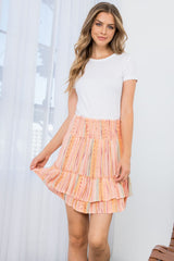 Women's Woven Stripe Ruffle Skirt | Pink