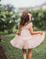 Brielle Shimmer Dress - Peach Daisy