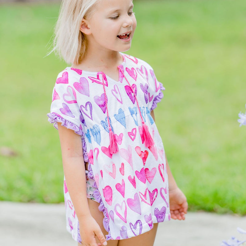 Ruffle Swim Cover - Ombre Heart
