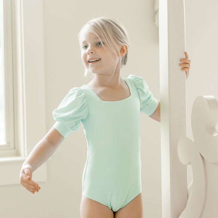 Puff Sleeve Leotard - Seafoam